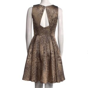 Monique Lhuillier Mini Dress Leopard print Iridescent Jacquard Mobwife Sz 8